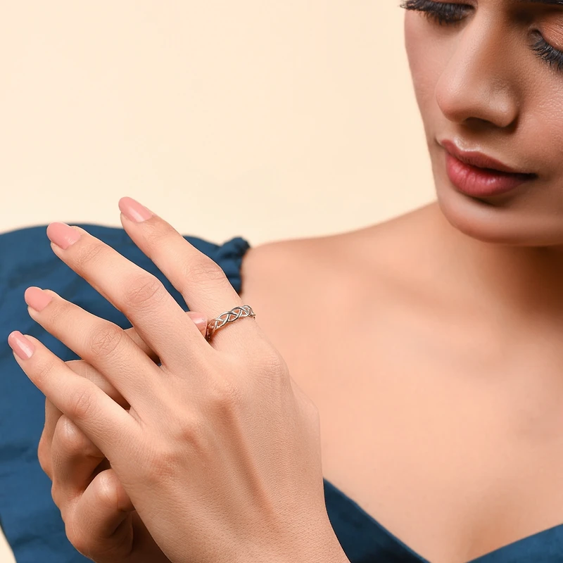 Bling Jewelry Silver Ring: Open Braided Band Wheat Weave Woven Wire Rope Cable Eternity Sterling