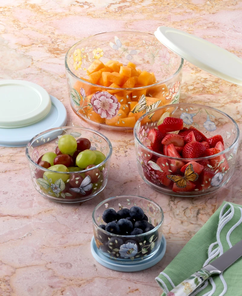 Lenox Butterfly Meadow Glass Food Storage Container with Lid, Set of 4