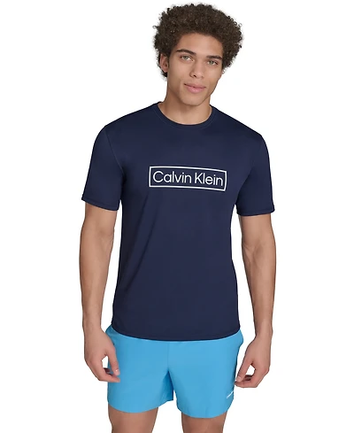 Calvin Klein Men's Logo Short-Sleeve Swim Rash Guard