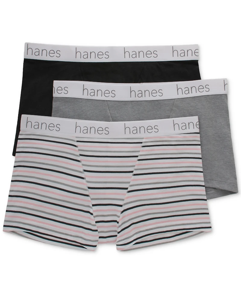 Hanes Women's 3-Pk. Originals Ultimate Cotton Stretch Boxer Brief Underwear 45UOBB