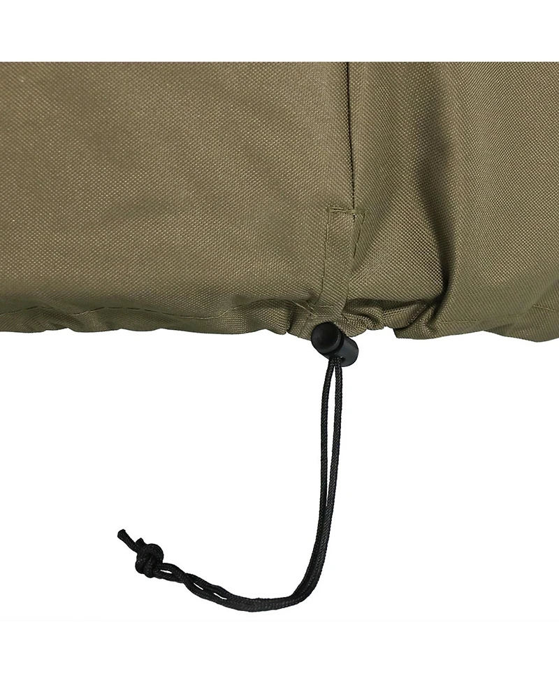 Outdoor Heavy-Duty Weather-Resistant Pvc and 300D Polyester Round Fire Pit Cover with Drawstring and Toggle Closure