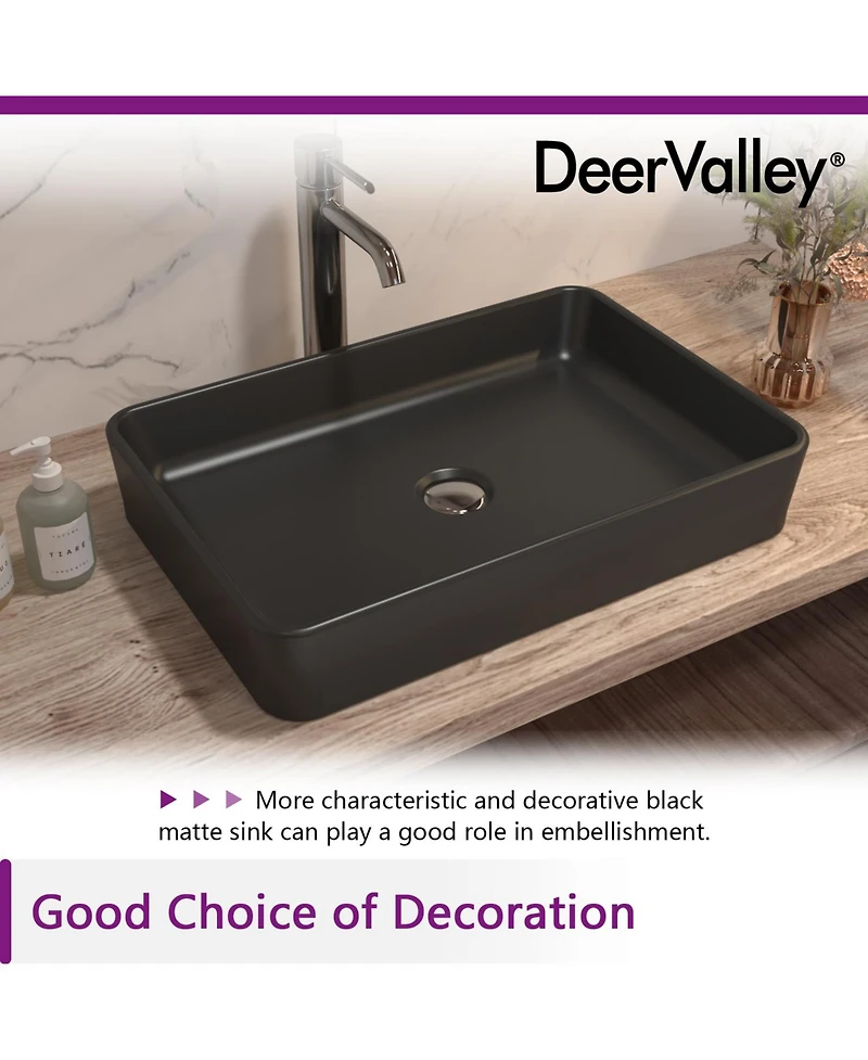 DeerValley 20" x 13'' Rectangular Vitreous China Vessel Bathroom Sink