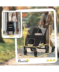 PawHut One-Click Foldable Dog Stroller for M L Dogs, Pet Stroller,