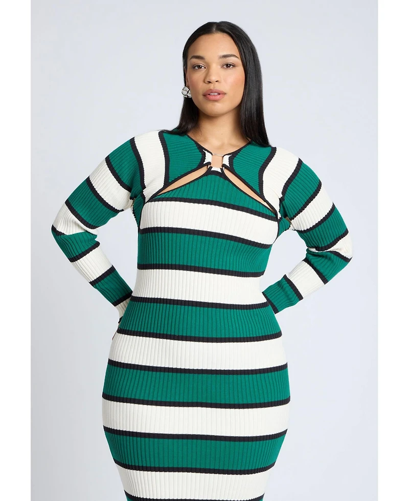 Eloquii Women's Striped Sweater Dress