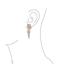 Bling Jewelry Dangling Holiday Party Waterfall Long Flower Bow Crystal Prom Pageant Chandelier Statement Earrings Pink Rose Gold Or Silver Plated