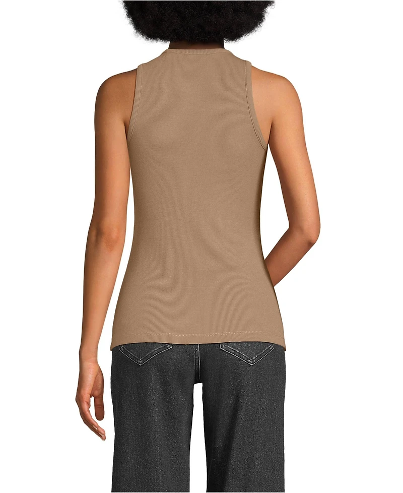 Lands' End Women's Drapey Rib Fitted Tank Top