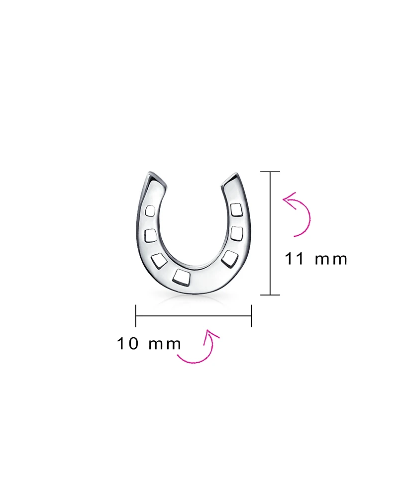 Bling Jewelry Good Luck Horseshoe Stud Earrings in Sterling Silver Western Jewelry