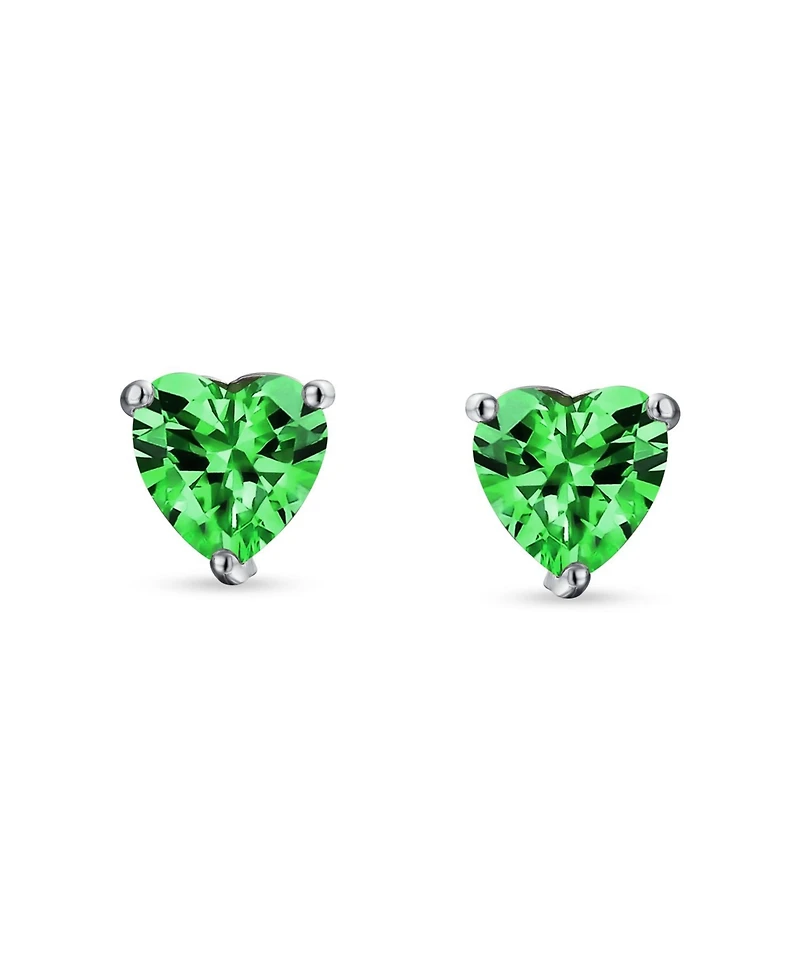 Bling Jewelry 1CT Cubic Zirconia Solitaire Heart Shaped Cz Stud Earrings .925 Sterling Silver 7MM