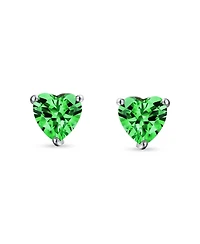 Bling Jewelry 1CT Cubic Zirconia Solitaire Heart Shaped Cz Stud Earrings .925 Sterling Silver 7MM