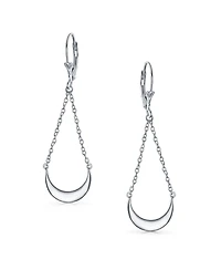 Bling Jewelry Crescent Moon Dangle Earrings Sterling Silver Teardrop Chain Design