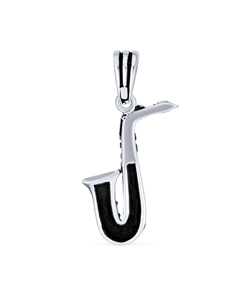Bling Jewelry Classic Saxophone Instrument Pendant Necklace Musician or Jazz Lover Silver Chain