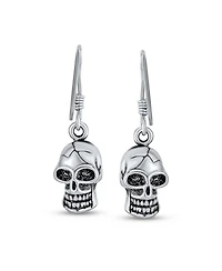 Bling Jewelry Biker Jewelry Dangle Earrings Pirate Skull Design in Sterling Silver