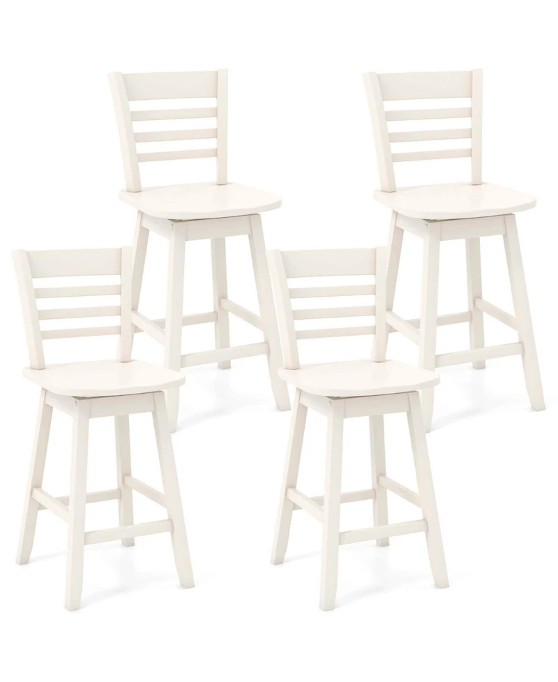 4 Pcs 24.5" Counter Height Bar Chairs Swivel Bar Stools with Hollow Backrest