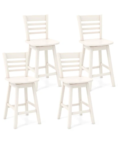 4 Pcs 24.5" Counter Height Bar Chairs Swivel Bar Stools with Hollow Backrest