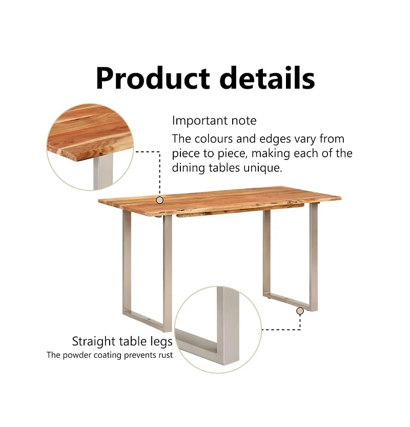 Dining Table 55.1"x27.6"x29.9" Solid Acacia Wood