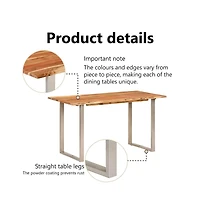 Dining Table 55.1"x27.6"x29.9" Solid Acacia Wood