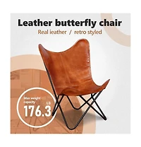 Butterfly Chair Brown Real Leather