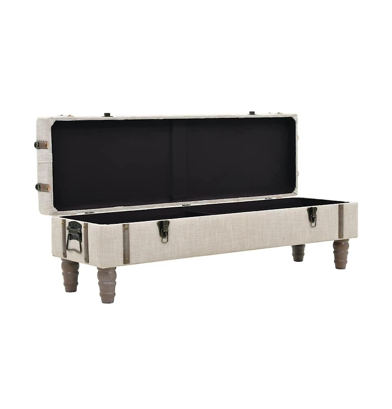 Storage Bench 43.7" Cream Solid Wood Fir&Fabric