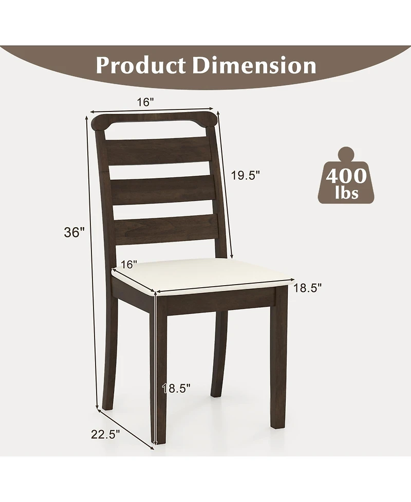 Polyester Upholstered Wooden Dining Chair Set of 2