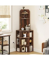 6-Tier Corner Shelf with Charging Station & Usb Ports Space-Saving Storage for Home Office