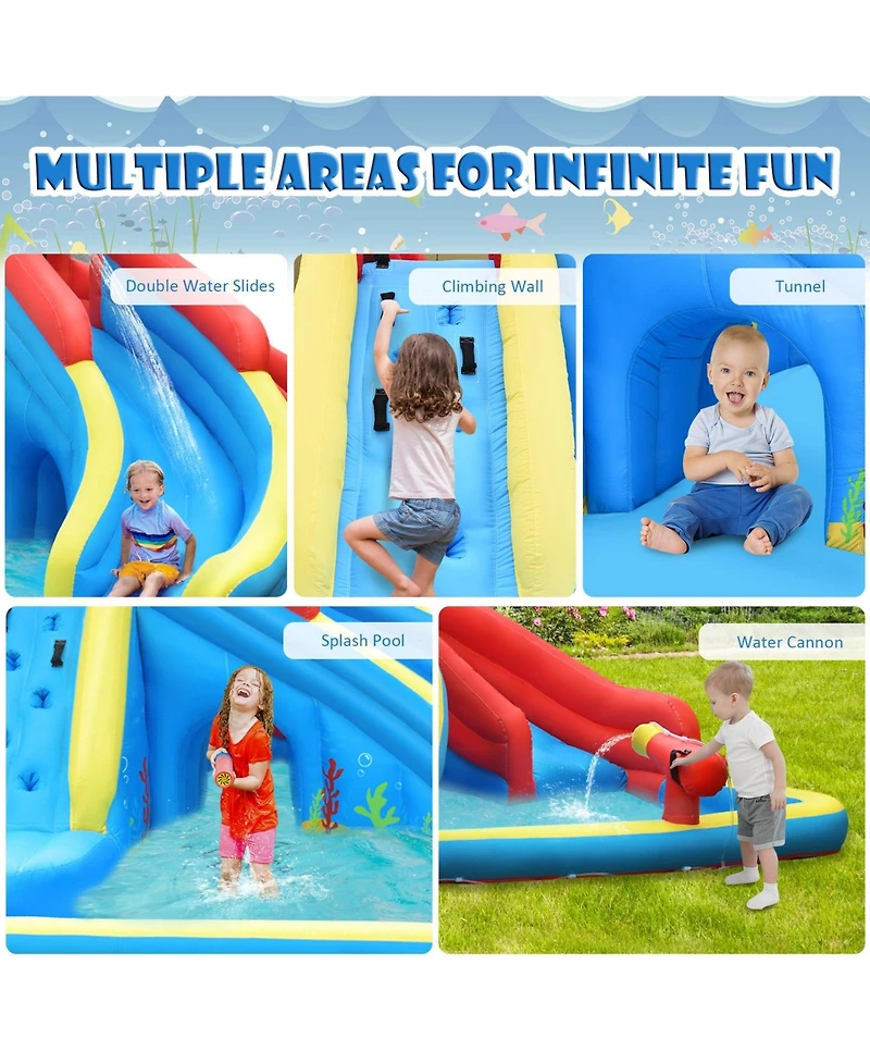 Inflatable Water Slide Crab Dual Slide Bounce House Fun Outdoor Playset for Kids