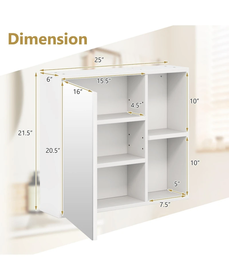 Bathroom Medicine Cabinet with Single Mirror Door