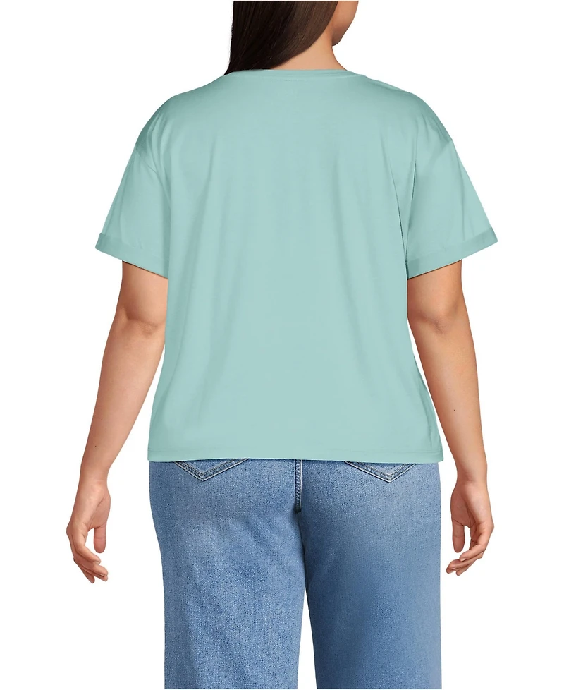 Lands' End Plus Oversized Supima Short Sleeve Crew Neck T-Shirt