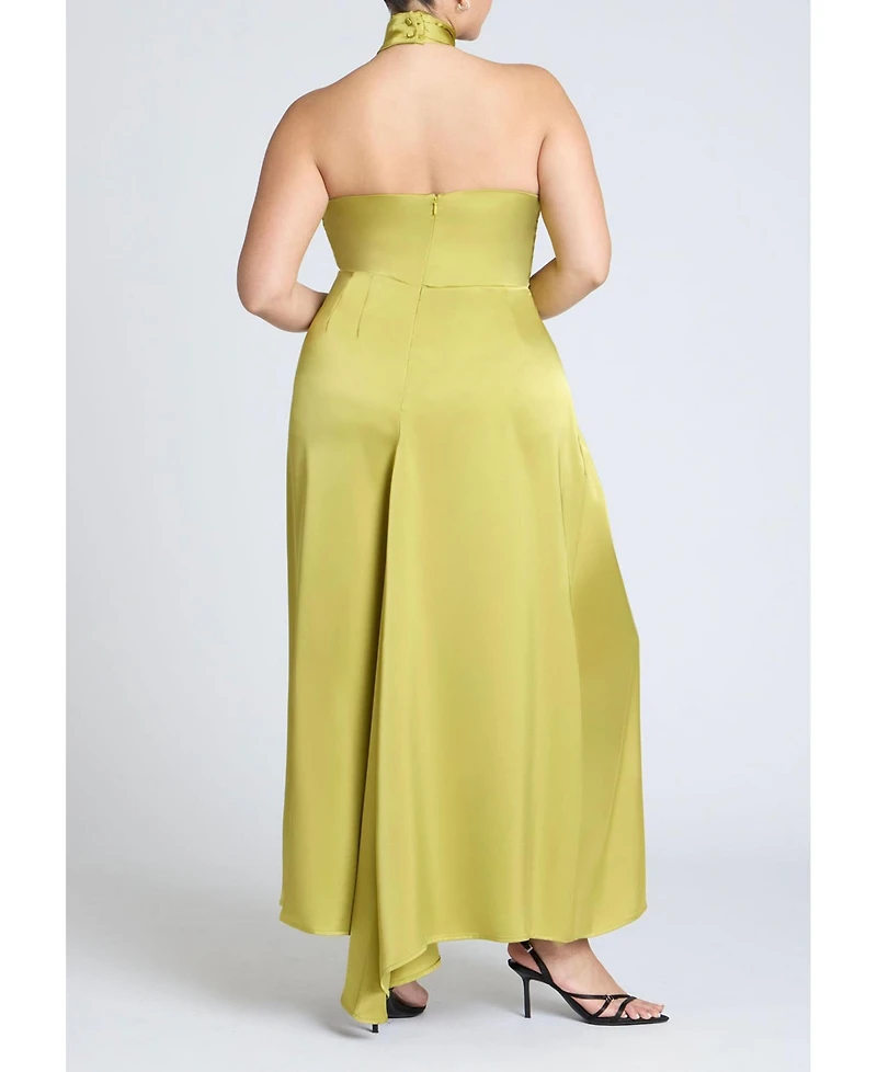 Eloquii Women's Plus Halter Neck Satin Maxi Dress
