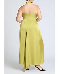Eloquii Women's Plus Halter Neck Satin Maxi Dress