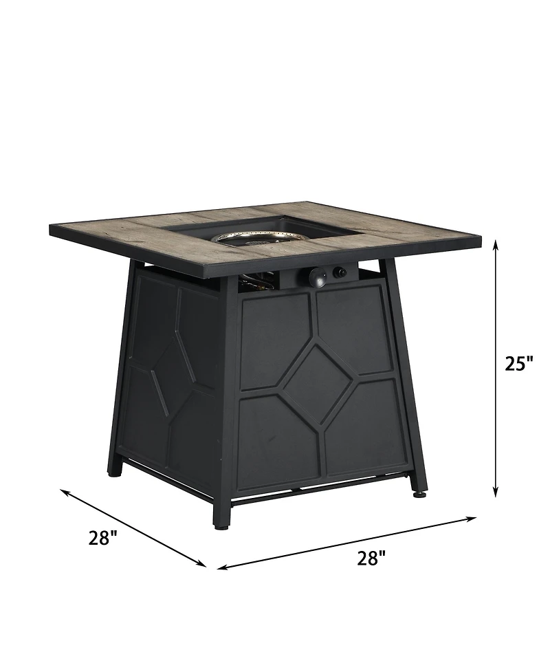 5-Piece Hdpe Adirondack Chairs Conversation Set with Outdoor 28-inch Square Fire Pit Table
