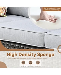 Xizzi Patio Furniture Set 6 Piece Outdoor Sectional Sofa with Rocking Swivel Chairs Square Fire Pit Table Loveseat All Weather Wicker Rattan Conve