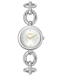 Hugo Boss Women's Live Quartz Slim Silver-Tone Stainless-Steel Watch, 28mm