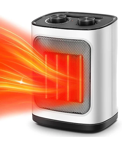 Kismile Portable Electric Space Heater, Small Ceramic Heater Fan with Thermostat, Tip-Over and Overheat Protection,Fast Heating for Home/Office,1500W