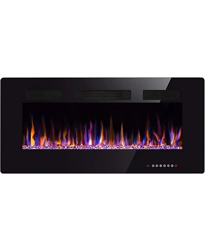 Kismile Electric Fireplace inch Recessed and Wall Mounted,The Thinnest FireplaceLow Noise, Fit for 2 x 6 Stud, Remote Control with Timer,Touch Screen