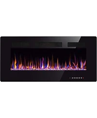 Kismile Electric Fireplace inch Recessed and Wall Mounted,The Thinnest FireplaceLow Noise, Fit for 2 x 6 Stud, Remote Control with Timer,Touch Screen