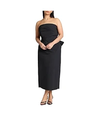 Eloquii Women's Plus Pleated Bodice Bow Detail Dress