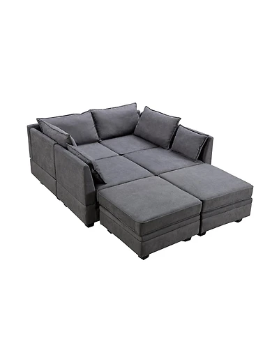 Modern Large U-Shape Modular Sectional Sofa, Convertible Sofa Bed with Reversible Chaise for Living Room, Storage Seat