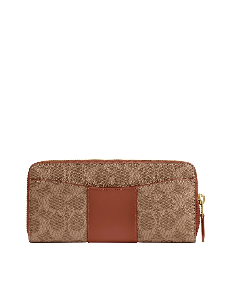 Coach Essential Signature Canvas Slim Accordion Zip Wallet