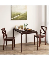 Wood Dining Chair Set of 2 with Rubber Legs