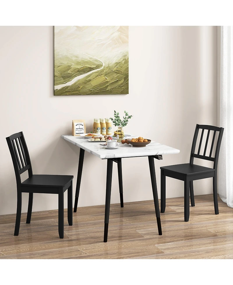 Wood Dining Chair Set of 2 with Rubber Legs