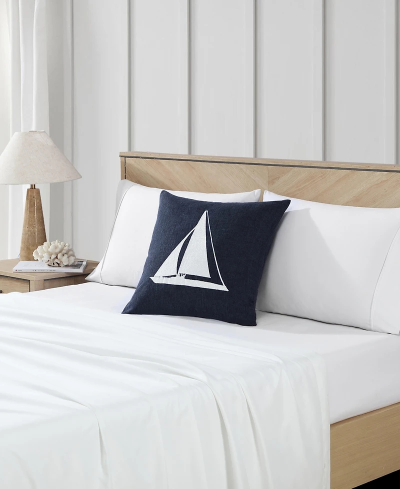 Nautica Sailboat Horizons Embroidered Square Pillow, 20" X 20"