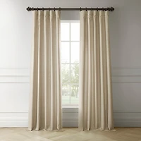 Half Price Drapes Sepia Tan Italian Faux Linen Room Darkening Curtain