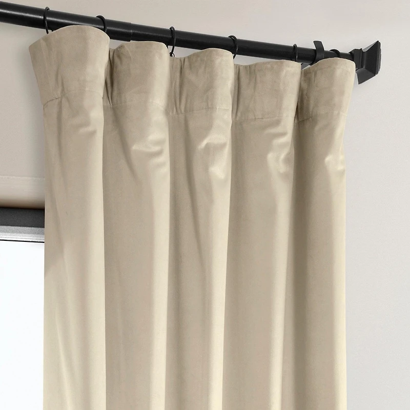 Half Price Drapes Angora Beige Signature Plush Velvet Hotel Blackout Curtain