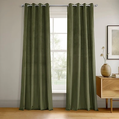 Half Price Drapes Hunter Green Grommet Signature Velvet Blackout Curtain