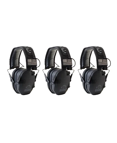 Walker's Razor Slim Electronic Shooting Muffs 3-Pack, Black America Patch