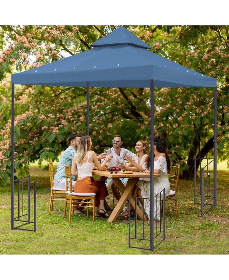 Yescom 8x8Ft 2-Tier Gazebo Top Replacement UV30+ for 2 Tier Outdoor Patio Canopy Cover Party Backyard Garden Blue