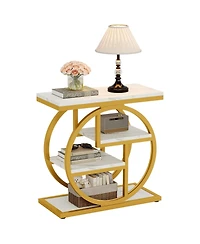Tribesigns End Table, 4-Tier Narrow Side Table with Storage Shelves, Industrial Bedside Table for Bedroom, Wood Small Sofa Side Table