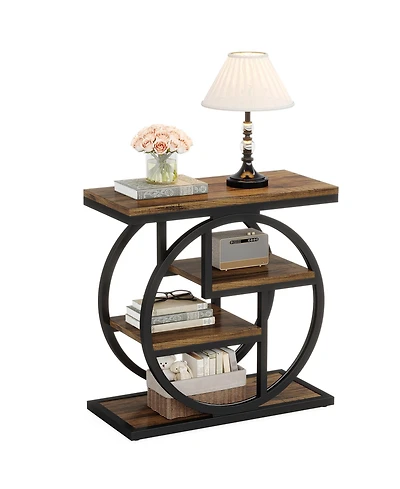 Tribesigns End Table, 4-Tier Narrow Side Table with Storage Shelves, Industrial Bedside for Bedroom, Wood Small Sofa