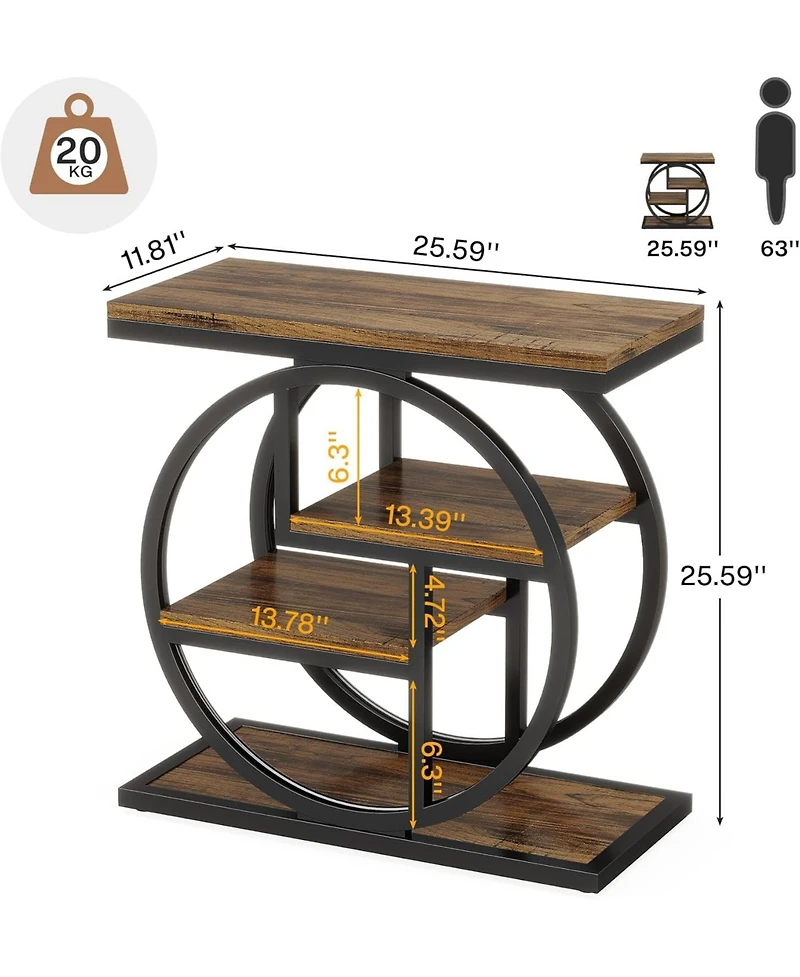 Tribesigns End Table, 4-Tier Narrow Side Table with Storage Shelves, Industrial Bedside for Bedroom, Wood Small Sofa