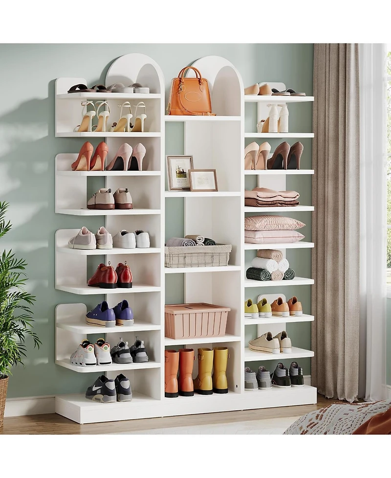 Tribesigns 13-Tier Shoe Rack, Freestanding Tall Entryway Shoe Organizer with Open Shelves, 40 Pairs Wide Wooden Shoe Shelf Shoe Storage Cabinet